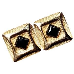 Textured Gold Tone Cufflinks Square Unsigned Vtg